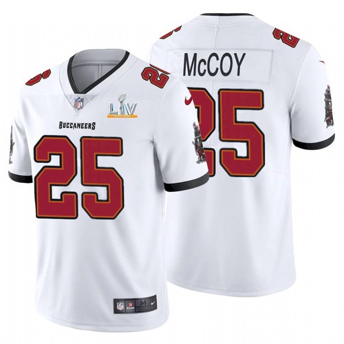 Men's Tampa Bay Buccaneers #25 LeSean McCoy White NFL 2021 Super Bowl LV Limited Stitched Jersey